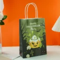 Halloween gift paper bag with scary pumpkin and ghost design, perfect for party candy packaging. - Pumpkin (d南瓜) / 16x7x23cm