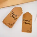 Kraft paper Thank You gift tags vintage brown hang labels for baking packaging craft supplies - Heart Style / 50 Pieces/Pack