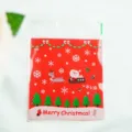 Sacchetto di plastica richiudibile confezione biscotti di natale design rosso festivo carta - Stile Slitta / Confezione da 100