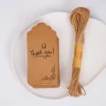 Vintage kraft paper gift tags with thank you print and jute twine string for baking packaging - Smiling Face Style with 10m Jute Rope / 50 Pieces/Pack