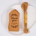 Kraft paper thank you tags set with natural jute twine for wedding gift wrapping and baking packaging. - Branch Style with 10m Jute Rope / 50 Pieces/Pack