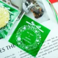 Christmas wreath self-adhesive plastic packaging bags for cookies and handmade soaps 100pcs - 7x7+3cm / Green
