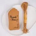 Vintage kraft paper hang tags with natural jute twine, perfect for gift and baking packaging. - Heart Style with 10m Jute Rope / 50 Pieces/Pack