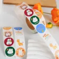 Cute cartoon hand-drawn round adhesive stickers for decorating boxes, bottles, and crafts. - Style C / 500 Pieces/Pack