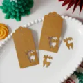 Etichette natalizie in carta kraft renna vista dettagliata con ritaglio per lavoretti fai da te. - Renna di Natale Kraft / 100 Pezzi/Confezione (9.5*4.5cm)
