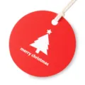 Red round Christmas tree gift tag with white string for holiday party decoration packaging label - 100 Pieces/Pack / Red