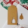 Etichette regalo albero di Natale in carta kraft fai da te vuote da appendere 100 pz - Albero di Natale Kraft / 100 Pezzi/Confezione (9.5*4.5cm)
