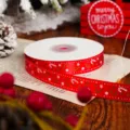 Christmas red ribbon with gold candy cane pattern 1.5cm wide for gift wrapping holiday decor - Width 1.5cm*Length 25 Yards / Red