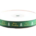 Ruban de Noël vert avec impression dorée et sapins pour décoration de nœud et cadeaux DIY - Un Rouleau 22m, Largeur 1cm / Vert