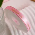 Pink hot stamping just for you decorative ribbon fabric satin ribbon for DIY bow gift wrapping - Width 1cm x Length 25 Yards / Pink