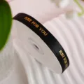 Rotolo nastro raso nero con stampa oro just for you testo variante per decorazione. - Larghezza 1cm x Lunghezza 25 Iarde / Nero