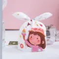 Bonita bolsa de embalaje de caramelos con orejas de conejo para snacks y regalos. - Bolsa de Conejo - Chica de Helado / 50 Piezas/Paquete