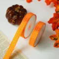 Oranje Halloween lint met stippen voor herfst oogst decoratie en geschenkverpackking - Oranje 1.5cm Breedte Ongeveer 22m Lengte