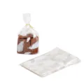 Transparent plastic cookie packaging bags with elegant white feather pattern and twist ties. - Feather / 50 Sheets