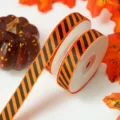 Halloween schwarz orange gestreiftes Band für Herbst Erntedankfest Geschenkverpackung Partydeko - Schwarz Orange Diagonalstreifen / Schwarz 1.5cm Breite Ca. 22m Länge