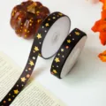 Halloween Zwart en Goud Ster Lint Spoel Decoratieve Herfst Oogst Cadeauverpakking - Ster 1.5cm Breedte Ongeveer 22m Lengte