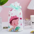 Lindo bolsa de regalo de caramelos con cinta verde, ideal para snacks y empaque de turrón. - Bolsa con Cordón - Niño Dinosaurio / 50 Piezas/Paquete
