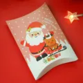 Scatola regalo cuscino di Natale in carta confezione caramelle variante, design festivo top. - 14*10*2.8cm / Babbo Natale Rosa