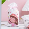 Bonita bolsa de caramelos con cordón y diseño de niña linda para regalos y dulces. - Bolsa con Cordón - Chica de Helado / 50 Piezas/Paquete