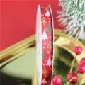 1cm Christmas tree printed ribbon red satin ribbon detail close-up for festive craft decor - Red