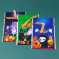 Τσάντες δώρου Halloween για καραμέλες με κορδέλα και τρομακτικά σχέδια με φαντάσματα. - Στυλ I (3 Σχέδια Μικτά) / 50 Тмх με Корδέλα