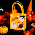 Bolsa de fieltro de Halloween bolsa de caramelos fantasma regalo de fiesta amarillo - 13x24x7cm / Amarillo