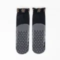 Black Four Leaf Clover Lace Socks For Women Summer Thin Non Slip Short Silk Socks Pair. - One Size / Black with Coffee Flowers