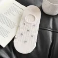 Women summer breathable mesh low cut boat socks with cute bowknot pattern casual daily wear - One Size / Off White