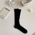 Solid black long socks for women, comfortable knit knee high socks basic casual daily wear. - One Size / Black