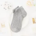 Grey mesh short socks for women, summer breathable Korean style sweet lace boat socks variant. - One Size / Smoke