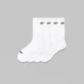 White fashion casual long socks for men, comfortable breathable cotton crew socks pair. - One Size / White