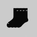 Men long tube socks trendy black cotton athletic crew socks solid color daily wear - One Size / Black