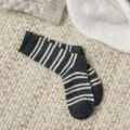 Women's winter thick warm mid-calf socks featuring cozy retro striped design for daily wear. - One Size / Light Gray