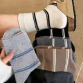 Women's casual striped mid-tube socks autumn and winter cozy cotton knit sock multiple colors. - One Size Bare Socks / Random Mixed Colors
