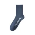 Men's stylish mid-tube cotton sports socks with letter print, breathable and warm daily. - One Size / Sky Blue