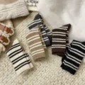 Women winter thick warm striped mid-calf socks korean vintage aesthetic cozy slouchy long socks - One Size / Random Assorted