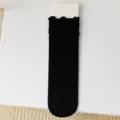 Black ruffled ice silk socks for women, thin summer crew socks with lettuce trim. - One Size / Black