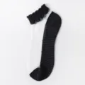 Chaussettes femme été transparentes en cristal, chaussettes courtes à volants maille noir - Taille unique / Noir