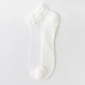 Chaussettes transparentes en cristal pour femmes, socquettes d'été fines à volants. - Taille unique / Blanc