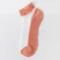 Chaussettes transparentes en cristal à volants pour femmes été mince soie de verre mignon - Taille unique / Rose
