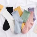 Women ruffled mid tube socks set, cute sweet Lolita style knit hosiery, versatile daily wear. - One Size Bare Socks / Random Mixed