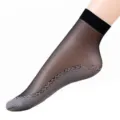 Women sheer ankle socks with non slip cotton sole thin breathable velvet hosiery summer - 5 Pairs Pack / Black