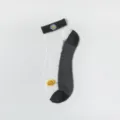 Sheer glass silk short socks for women with cute daisy and smiley face. Summer trend style. - One Size / Black