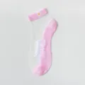 Pink sheer daisy short socks for women, sheer crystal ankle socks with cute flower design. - One Size / Pink