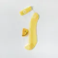 Yellow sheer short socks for women, featuring cute daisy and smiley face. Summer thin style. - One Size / Yellow