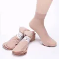 Women's sheer ankle socks, summer thin anti-ladder nude hosiery, breathable wear-resistant. - One Size / Nude