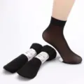 Women summer thin sheer black ankle socks anti snag breathable short hosiery for daily wear - One Size / Black