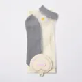 Women thin crystal short socks with cute daisy flower, transparent low cut boat socks summer. - One Size / Blue Gray