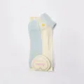 Women summer thin crystal short socks with cute daisy flower, low cut transparent boat socks. - No Packaging / Light Blue