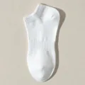 White Short Socks Solid Color Cotton Casual Sport Socks Breathable Daily Wear Essential - One Size / White Quarter